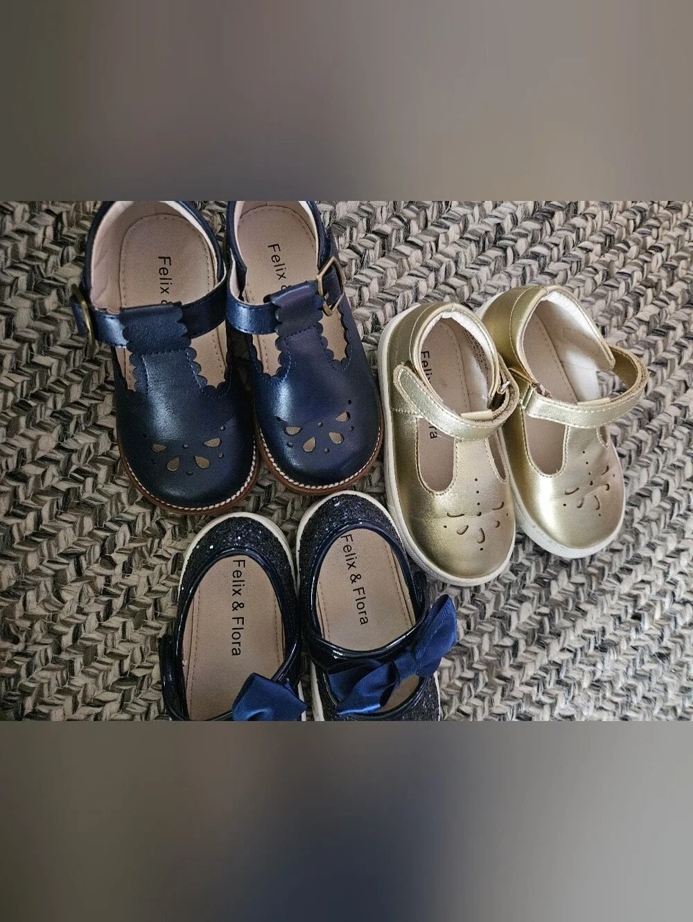 Felix And Flora Navy, Gold, Navy Sparkle Maryjanes Size 6 Toddler